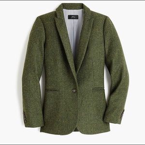 NWT J. Crew Green Wool Blazer with Pink Collar